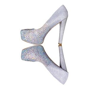 Elegant Silver Rhinestone 5” Heels